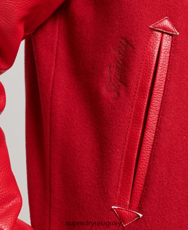 uy Superdry hombres chaqueta bomber universitaria vintage rojo DT2N8Z1013 ropa