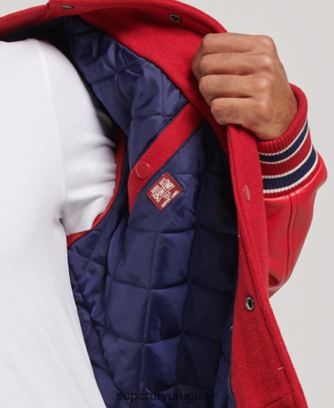 uy Superdry hombres chaqueta bomber universitaria vintage rojo DT2N8Z1013 ropa