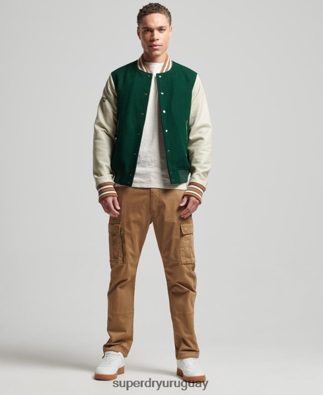uy Superdry hombres chaqueta bomber universitaria vintage verde DT2N8Z951 ropa