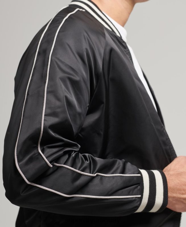 uy Superdry hombres chaqueta bomber vintage sukajan gris oscuro DT2N8Z4459 ropa