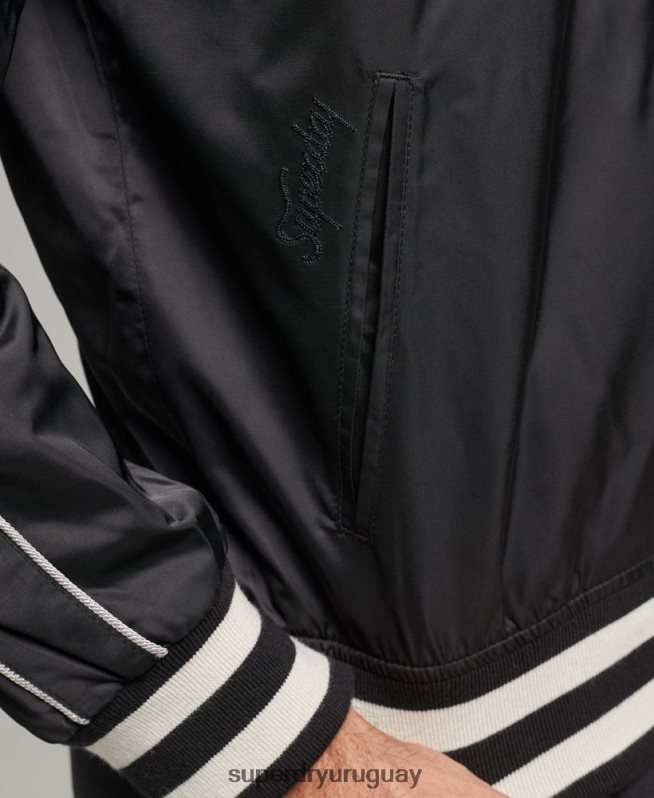 uy Superdry hombres chaqueta bomber vintage sukajan gris oscuro DT2N8Z4459 ropa