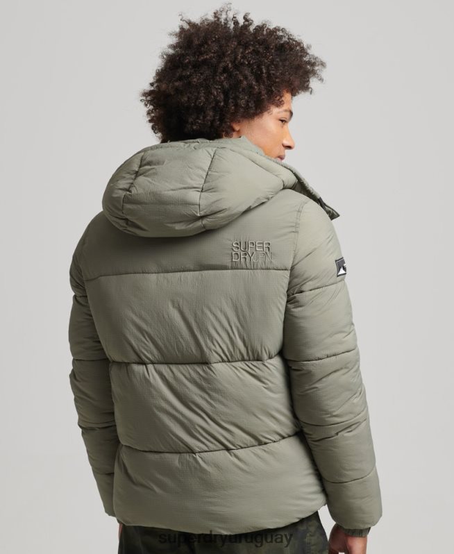 uy Superdry hombres chaqueta corta acolchada touchline caqui DT2N8Z974 ropa