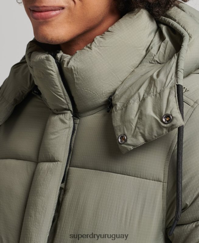 uy Superdry hombres chaqueta corta acolchada touchline caqui DT2N8Z974 ropa