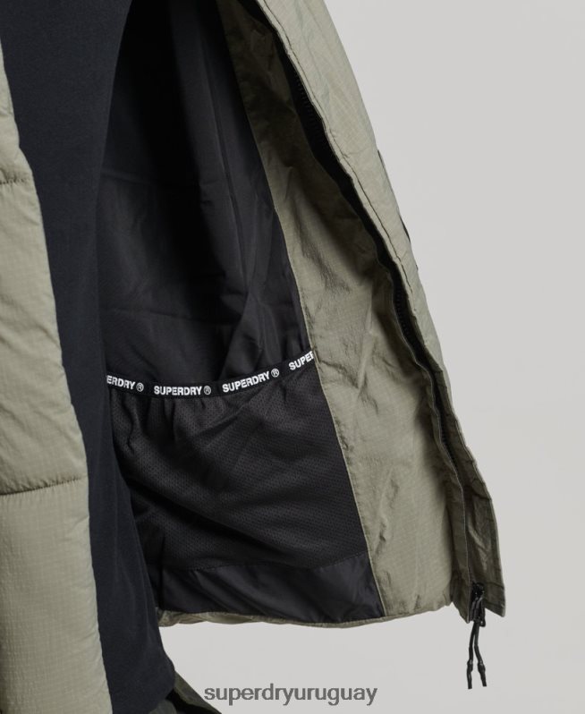 uy Superdry hombres chaqueta corta acolchada touchline caqui DT2N8Z974 ropa