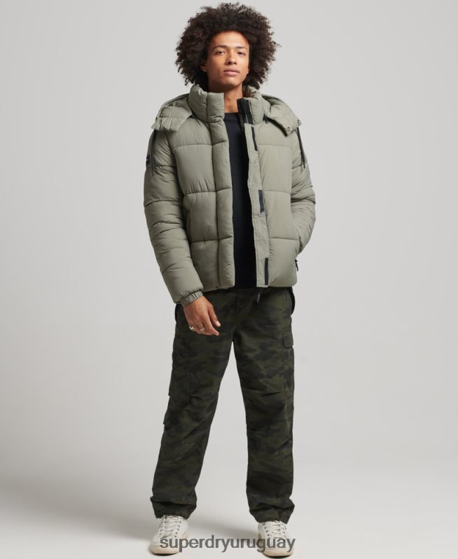 uy Superdry hombres chaqueta corta acolchada touchline caqui DT2N8Z974 ropa