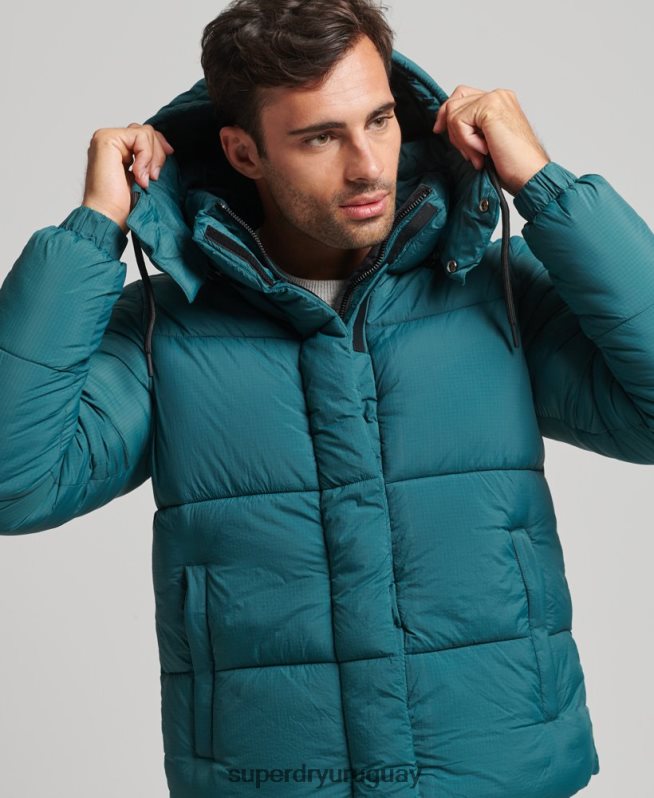 uy Superdry hombres chaqueta corta acolchada touchline verde DT2N8Z973 ropa