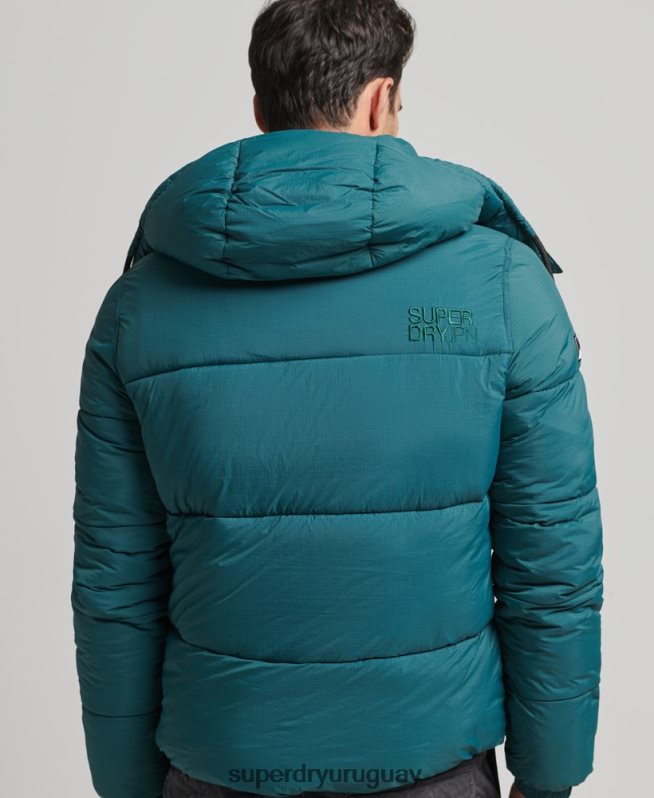 uy Superdry hombres chaqueta corta acolchada touchline verde DT2N8Z973 ropa