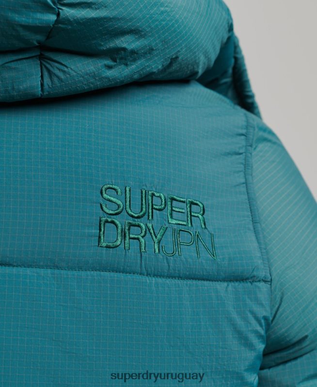 uy Superdry hombres chaqueta corta acolchada touchline verde DT2N8Z973 ropa