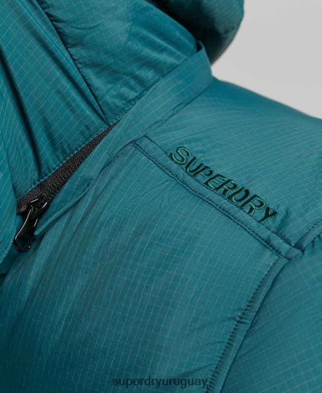 uy Superdry hombres chaqueta corta acolchada touchline verde DT2N8Z973 ropa
