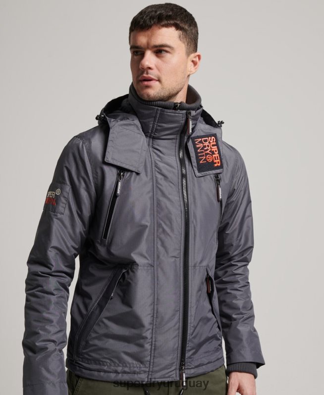 uy Superdry hombres chaqueta cortavientos mountain sd gris oscuro DT2N8Z946 ropa