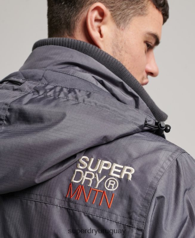 uy Superdry hombres chaqueta cortavientos mountain sd gris oscuro DT2N8Z946 ropa