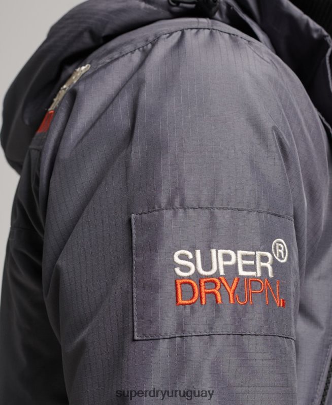 uy Superdry hombres chaqueta cortavientos mountain sd gris oscuro DT2N8Z946 ropa