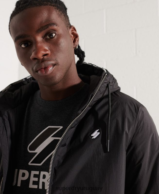 uy Superdry hombres chaqueta cortavientos touchline sd negro DT2N8Z1151 ropa