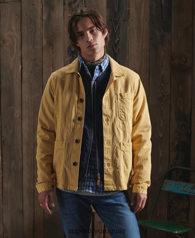 uy Superdry hombres chaqueta de artista seca de edición limitada amarillo DT2N8Z4714 ropa