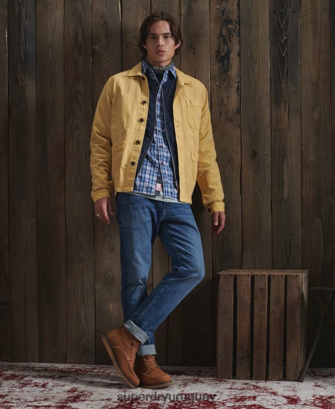 uy Superdry hombres chaqueta de artista seca de edición limitada amarillo DT2N8Z4714 ropa