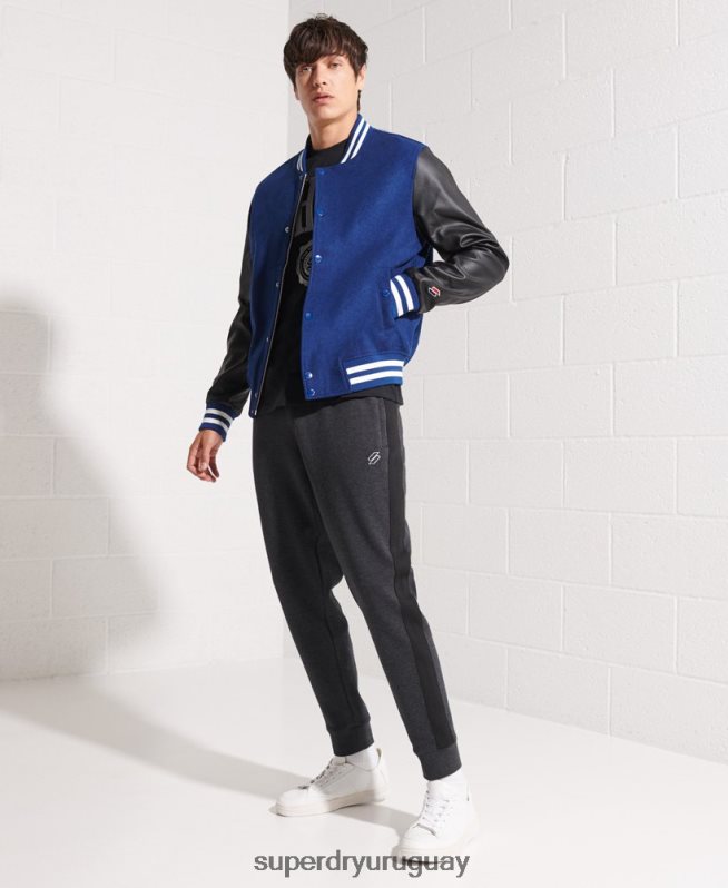 uy Superdry hombres chaqueta de béisbol del equipo universitario de lana Armada DT2N8Z4586 ropa