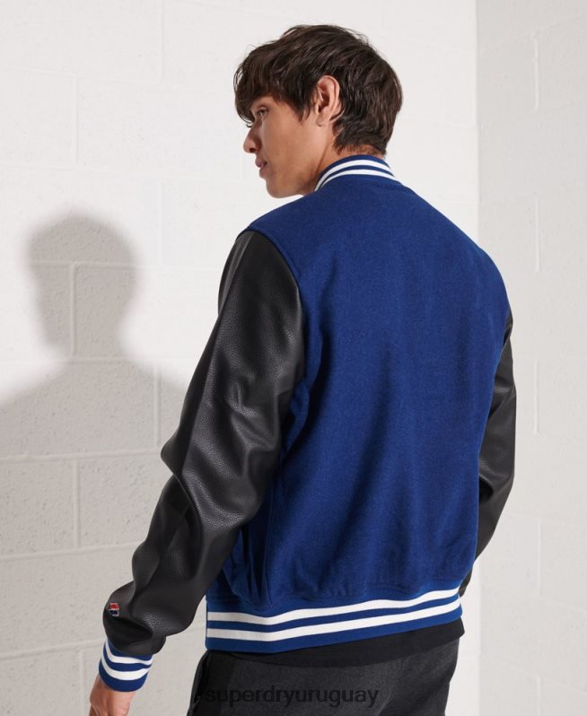 uy Superdry hombres chaqueta de béisbol del equipo universitario de lana Armada DT2N8Z4586 ropa