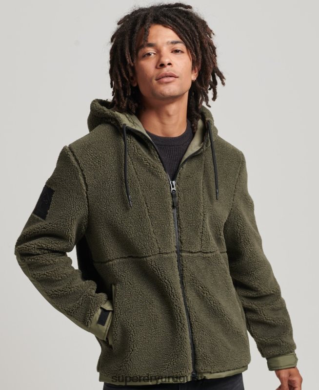 uy Superdry hombres chaqueta de borreguito híbrida xpd caqui DT2N8Z5005 ropa