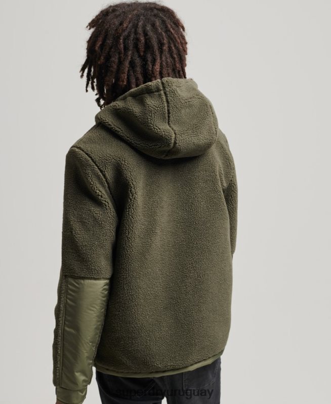 uy Superdry hombres chaqueta de borreguito híbrida xpd caqui DT2N8Z5005 ropa