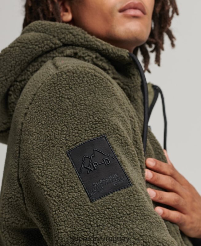 uy Superdry hombres chaqueta de borreguito híbrida xpd caqui DT2N8Z5005 ropa