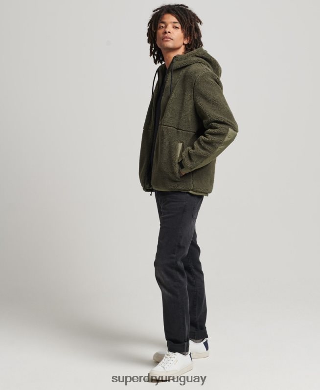 uy Superdry hombres chaqueta de borreguito híbrida xpd caqui DT2N8Z5005 ropa