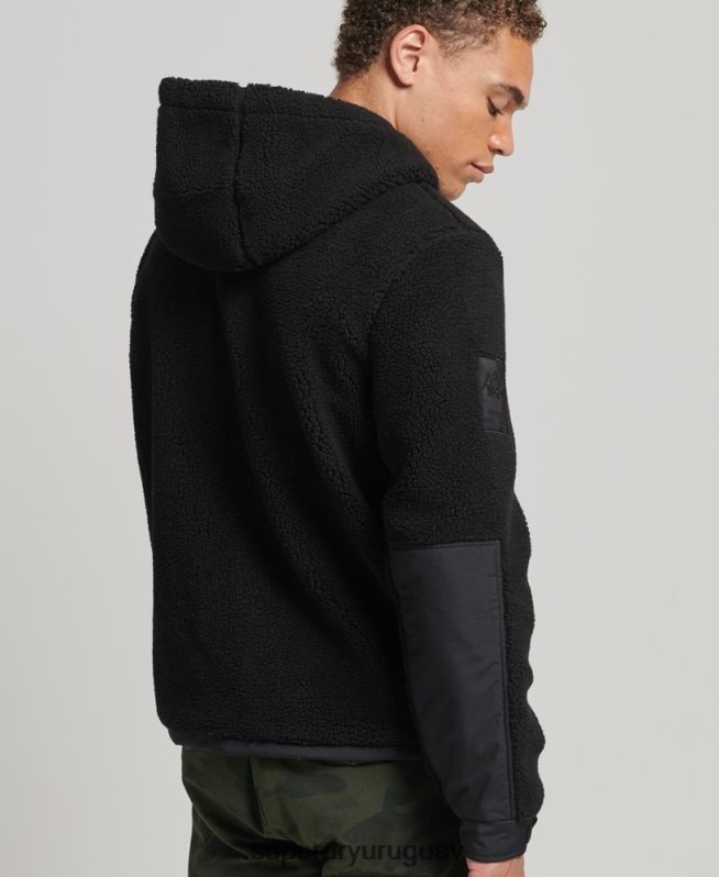 uy Superdry hombres chaqueta de borreguito híbrida xpd negro DT2N8Z5002 ropa