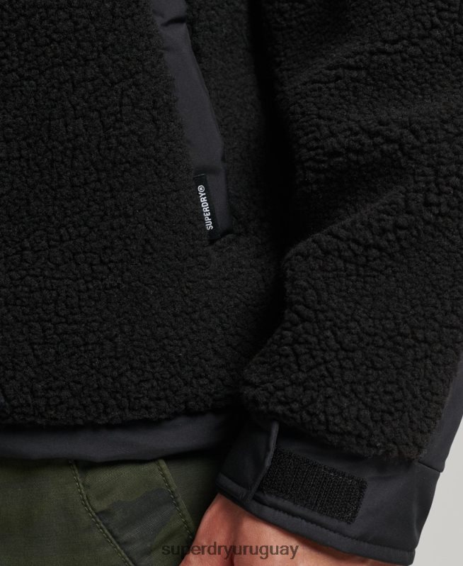 uy Superdry hombres chaqueta de borreguito híbrida xpd negro DT2N8Z5002 ropa
