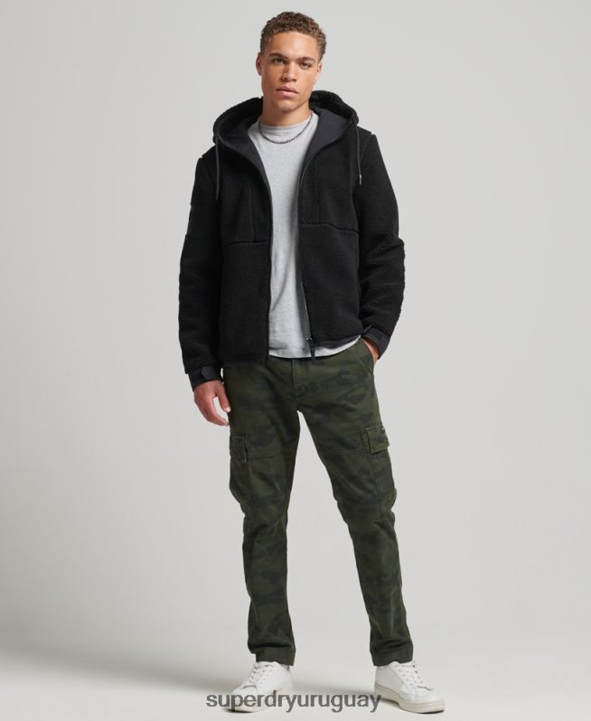uy Superdry hombres chaqueta de borreguito híbrida xpd negro DT2N8Z5002 ropa