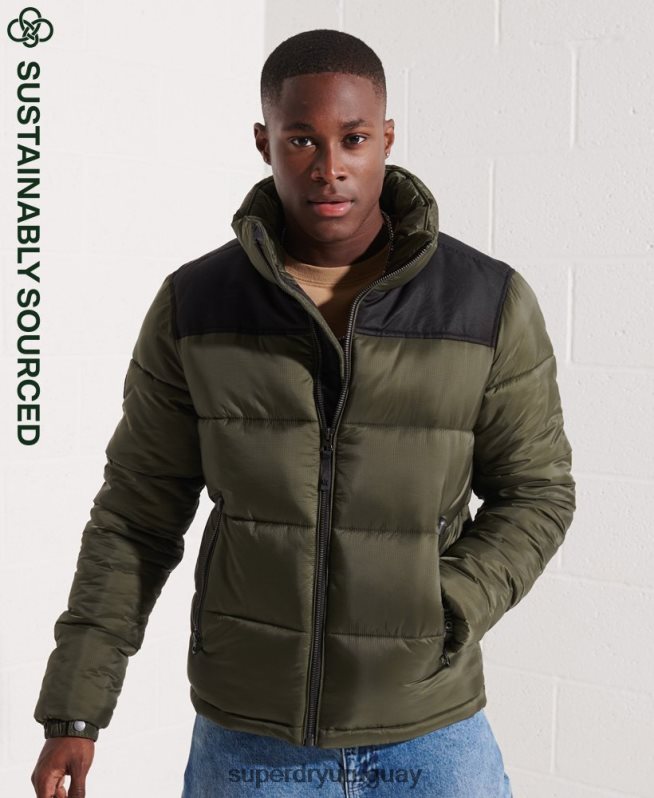 uy Superdry hombres chaqueta de código caqui DT2N8Z4645 ropa