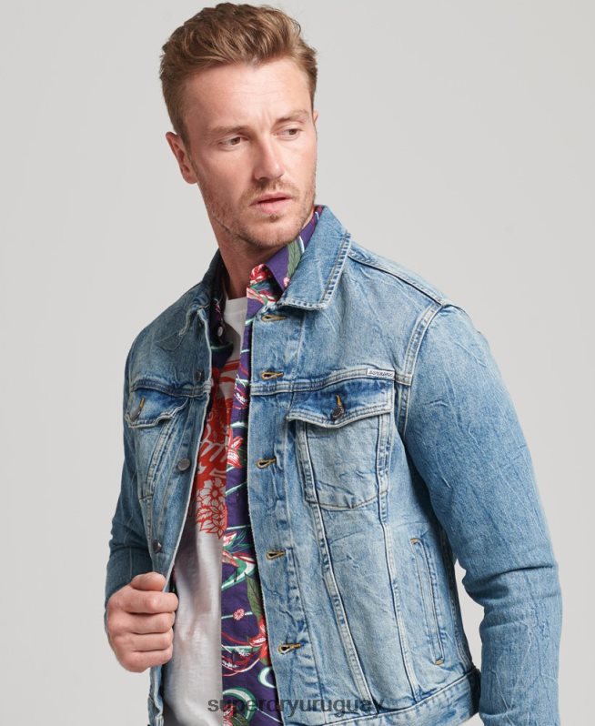 uy Superdry hombres chaqueta de camionero bandolero azul DT2N8Z4438 ropa