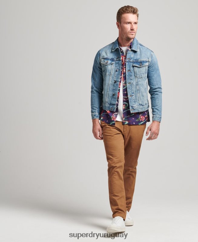 uy Superdry hombres chaqueta de camionero bandolero azul DT2N8Z4438 ropa