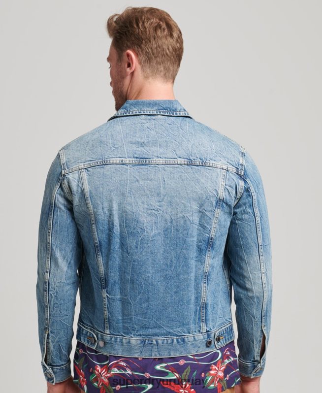 uy Superdry hombres chaqueta de camionero bandolero azul DT2N8Z4438 ropa
