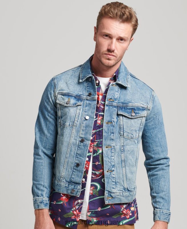 uy Superdry hombres chaqueta de camionero bandolero azul DT2N8Z4438 ropa