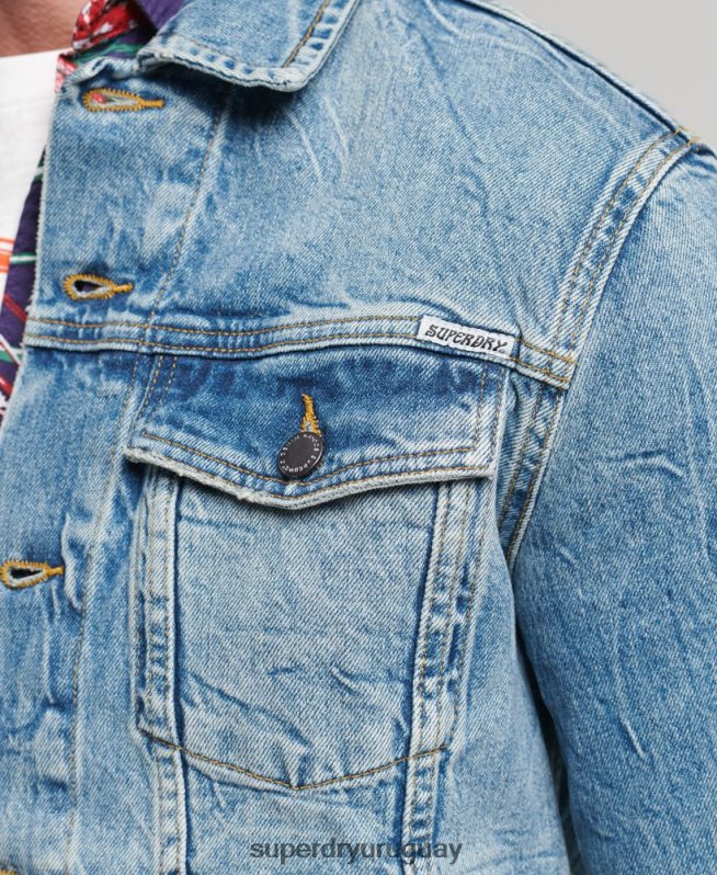 uy Superdry hombres chaqueta de camionero bandolero azul DT2N8Z4438 ropa