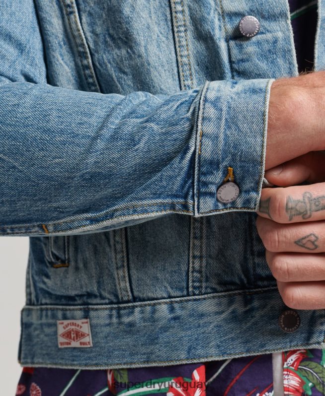 uy Superdry hombres chaqueta de camionero bandolero azul DT2N8Z4438 ropa