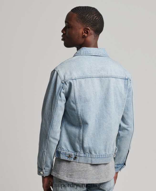 uy Superdry hombres chaqueta de camionero bandolero azul claro DT2N8Z4707 ropa