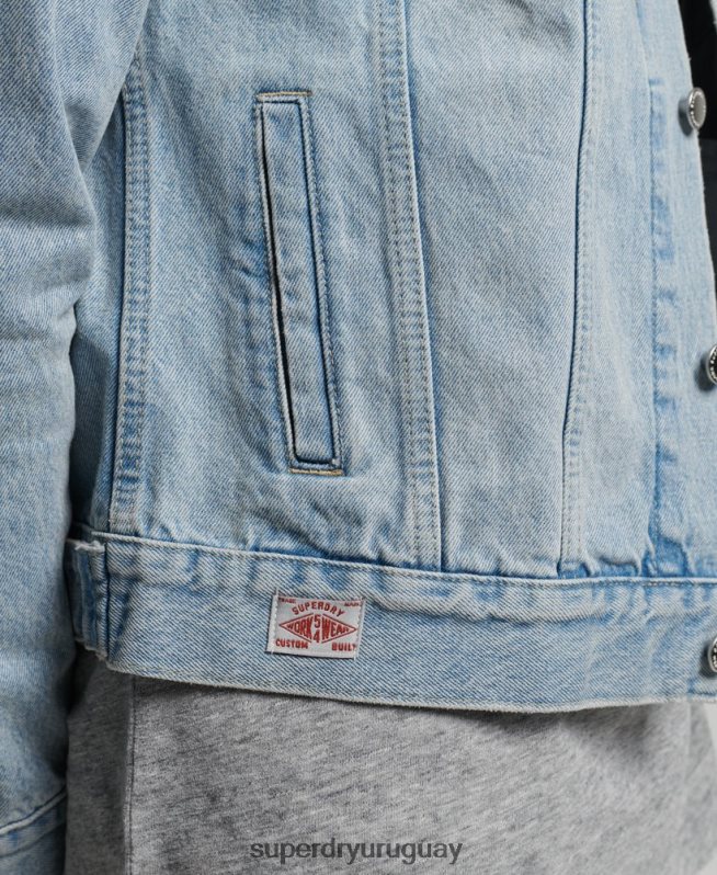uy Superdry hombres chaqueta de camionero bandolero azul claro DT2N8Z4707 ropa