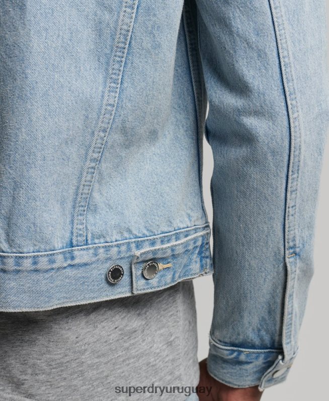 uy Superdry hombres chaqueta de camionero bandolero azul claro DT2N8Z4707 ropa