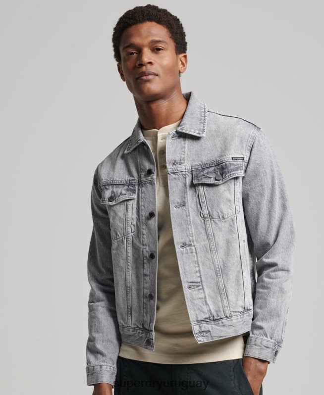 uy Superdry hombres chaqueta de camionero bandolero gris DT2N8Z4745 ropa