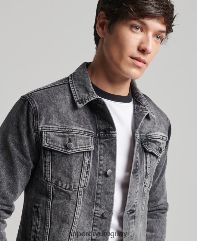 uy Superdry hombres chaqueta de camionero bandolero negro DT2N8Z4530 ropa