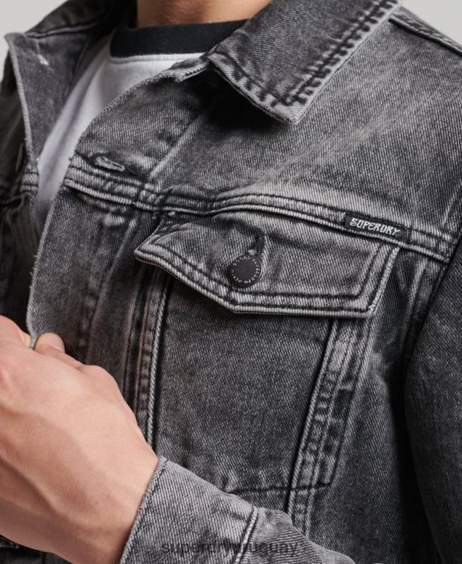 uy Superdry hombres chaqueta de camionero bandolero negro DT2N8Z4530 ropa