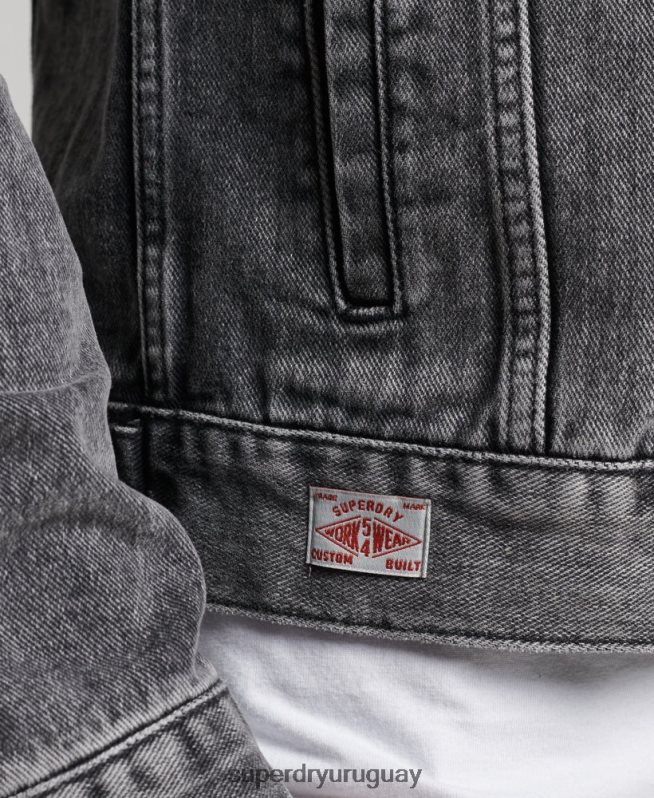 uy Superdry hombres chaqueta de camionero bandolero negro DT2N8Z4530 ropa