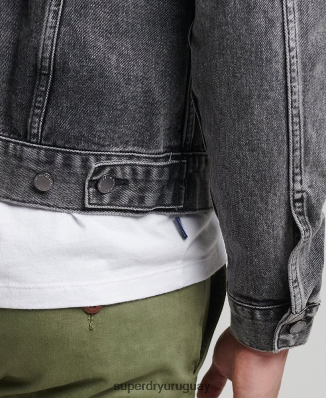 uy Superdry hombres chaqueta de camionero bandolero negro DT2N8Z4530 ropa