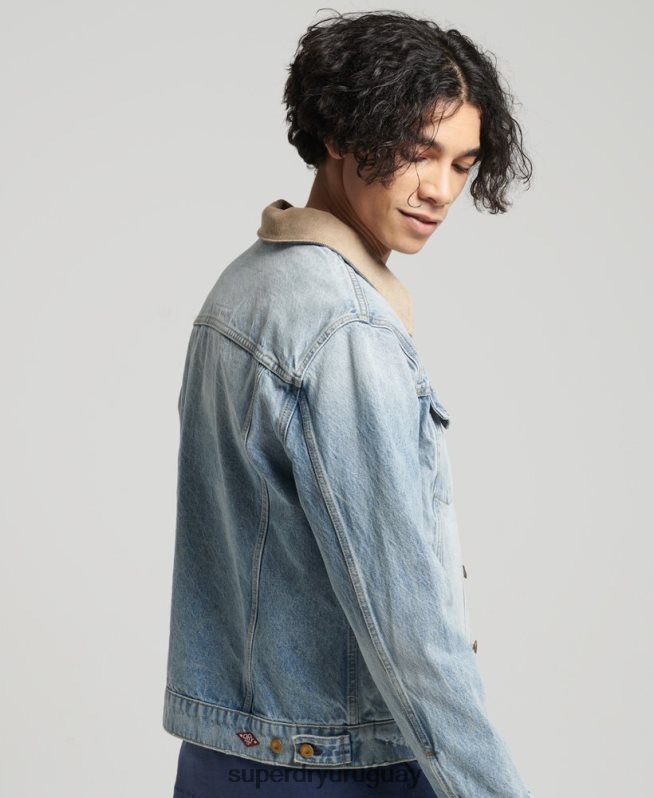 uy Superdry hombres chaqueta de camionero de bandolero vintage azul DT2N8Z4451 ropa