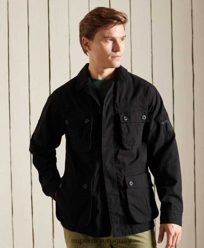 uy Superdry hombres chaqueta de combate tropical del año nuevo chino negro DT2N8Z4484 ropa