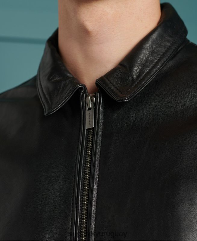 uy Superdry hombres chaqueta de cuero ligera curtis negro DT2N8Z4608 ropa
