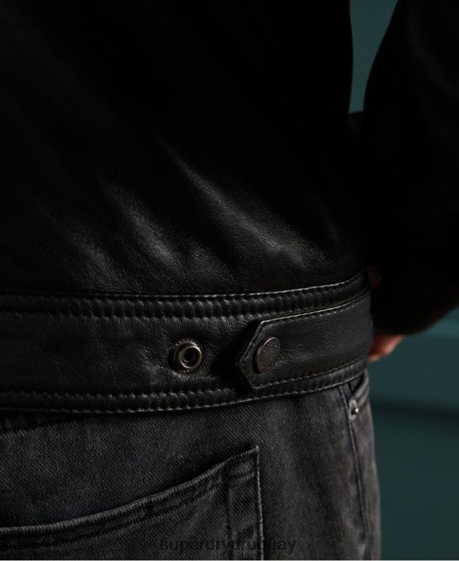 uy Superdry hombres chaqueta de cuero ligera curtis negro DT2N8Z4608 ropa