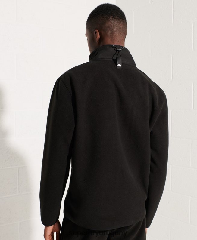 uy Superdry hombres chaqueta de deporte de montaña con media cremallera negro DT2N8Z5132 ropa