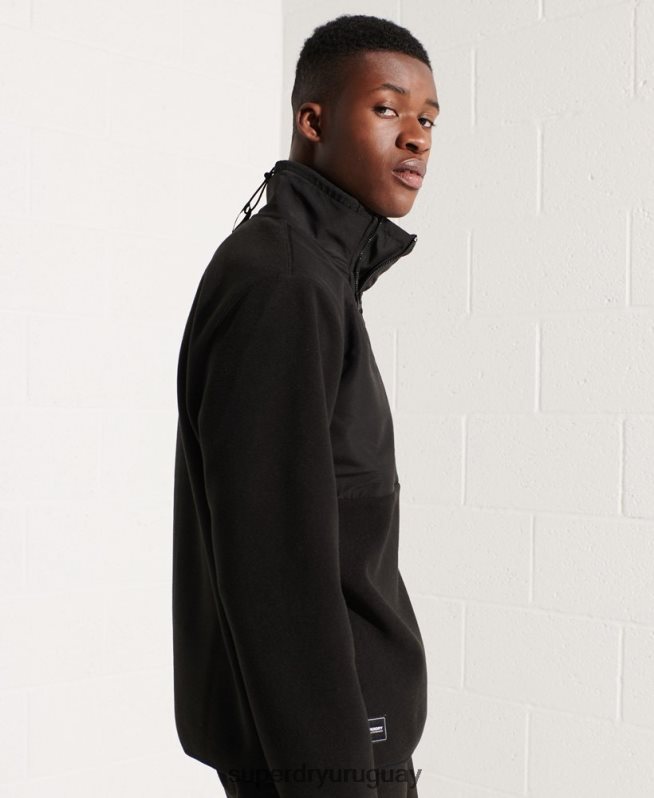 uy Superdry hombres chaqueta de deporte de montaña con media cremallera negro DT2N8Z5132 ropa