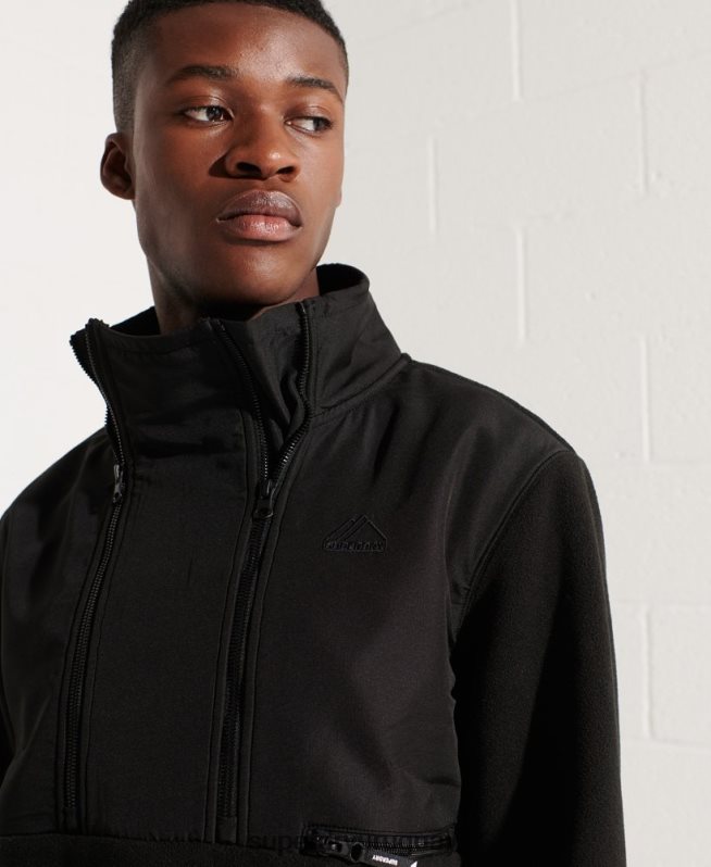 uy Superdry hombres chaqueta de deporte de montaña con media cremallera negro DT2N8Z5132 ropa